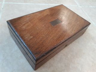 ANTIQUE WOODEN BOX WITH BRASS INLAY.  IDEAL JEWELLERY BOX 2