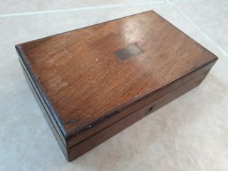 ANTIQUE WOODEN BOX WITH BRASS INLAY.  IDEAL JEWELLERY BOX 3