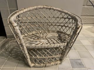 Vintage Wicker Rattan Double Wide Chair Loveseat Doll Plant Stand Boho Decor