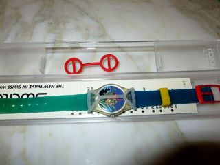 Vintage Swatch Watch Rare Black Coral Extra Guard Ladies 1980s Orig Box Jelly