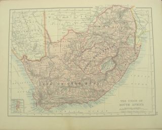 Vintage C1913 Map The Union Of South Africa By W Ak Johnson