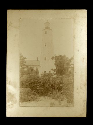 1900 Era Rare Cabinet Card Photo Sandy Hook Lighthouse Jersey Nj Early Image