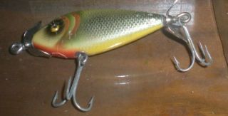 Vintage Barracuda Wood Fishing Lure With Glass Eyes