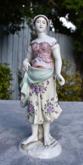 Large Antique 19thc French Porcelain Paris Figure - Incised Mark - Harvest
