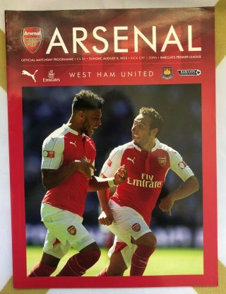 Rare Arsenal Vs West Ham United 2015 / 2016 Match - Day Programme - P&p