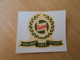 Rare 1959 Isle Of Man Castrol Decal.  Collector 
