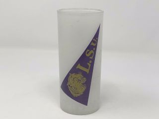 Vintage Lsu Tigers Louisiana State University Antique Frosted Glass Tumbler