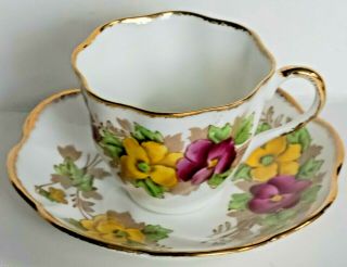 Vintage Salisbury Bone China Tea Cup & Saucer Made In England Gold 1878