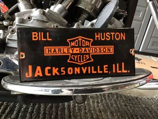 Rare Vintage Porcelain Harley - Davidson Dealers Door Sign Knucklehead Panhead
