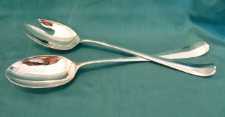 Pair Vintage Italian Quality Silver Plated Salad Serving Spoons