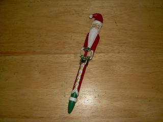 Christmas Pen With Santa Claus And Wreath.  Old.  Rare.  Ganz.