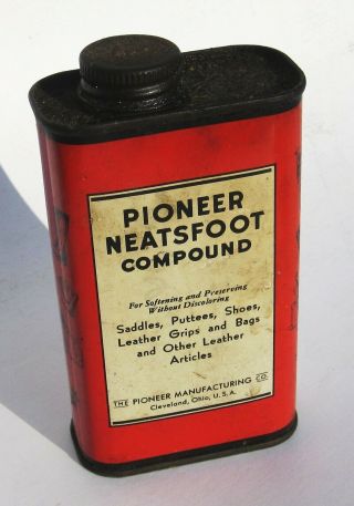 Vintage Pioneer Neatsfoot Compound Can Half Pint 1950s 60s Movie Prop Cleveland