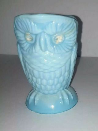 Antique Victorian Eapg Challinor,  Taylor & Co.  Blue Milk Glass Owl Creamer