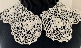 Rbg Style Antique Lace Collars: Irish Crochet Lace Collar 4.  5 " W 3d Rose Pattern