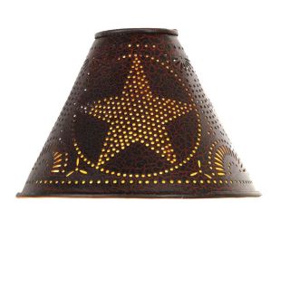 Primitive Vintage Country Red Small Punched Star Crackle Finish Lamp Shade