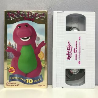 Sing & Dance With Barney 10 Years Vhs Video Tape 2030 Purple Dinosaur Nearly