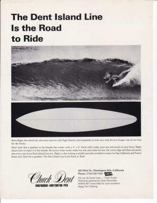 1969 Chuck Dent Surfboards Ad / Great Art / Steve Bigler