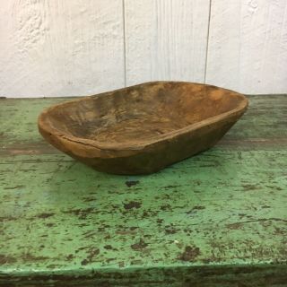 Primitive Small Carved Wooden Dough Bowl Rustic 10”x6” Trencher Tray Farmhouse