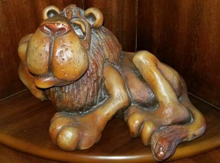 Vintage Beasties Of Kingdom Bony Lion Laying Figurine John Raya Signed Rare 1980