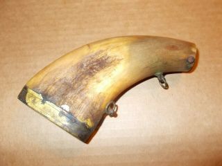 Vintage Hunting Antique Powder Horn Flask " Experienced " No Spout Great Display