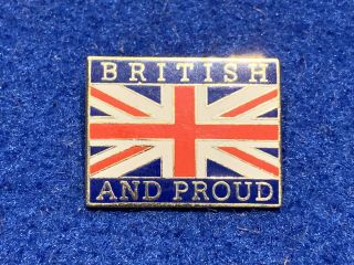Football Pin Badge - British And Proud With Union Jack - Very Rare Badge