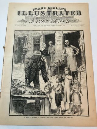 1884 Leslie’s Antique Print Scene Of How Cities Spread Cholera Disease 10120