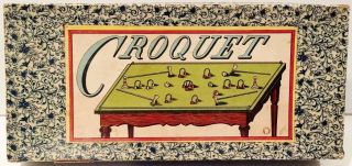 Very Rare Vintage German Indoor Miniature Tabletop Croquet Set