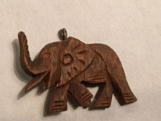 Vintage Hand Carved Wood Figural Elephant Brooch 1950’s West Germany Rare