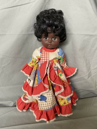 Vintage Evergreen African - American 14” Doll Figure In Red 1800s Style Dress Rare