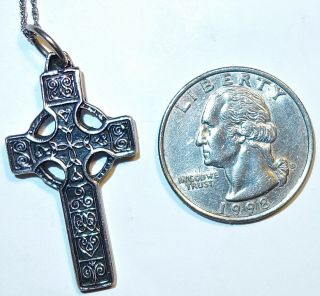 ANTIQUE Handmade STERLING SILVER CROSS PENDANT on a 18 