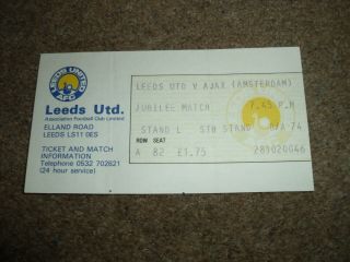 Rare Vintage Match Ticket Leeds United V Ajax Jubilee Match 22nd November 1977