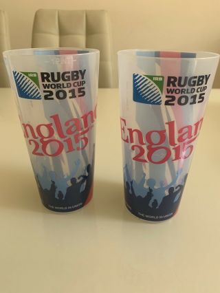 Rare & Collectible 2 Official Rugby World Cup 2015 Plastic Pint Glasses England