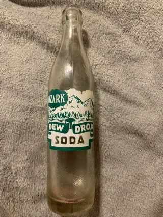 Vintage Ozark Dew Drop Soda Bottle Rare 11oz Acl With A Mountainside Scene