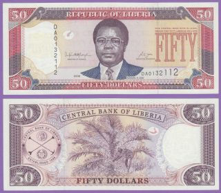 Liberia 50 Dollars 2006 Extra Rare Year P29c [p29b.  2] Unc