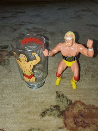 Vintage Wwf Hulk Hogan Collector Glass Rare Hulkamania & Wrestler 1984 Ljn 8 In