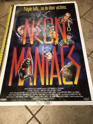 Neon Maniacs Vtg Movie Poster.  Great Artwork 1987.  Poster / Very Rare