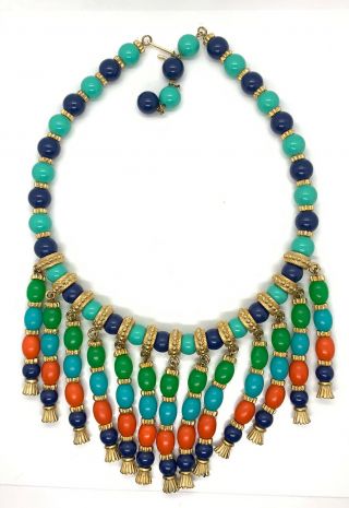 Rare & Vintage Hattie Carnegie Unsigned Egyptian Revival Bib Collar Necklace