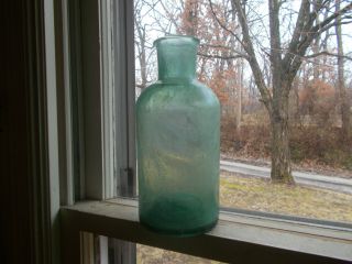 Iron Pontil Rare Green Pickle Or Medical Utility Bottle Civil War Era Privy Dug