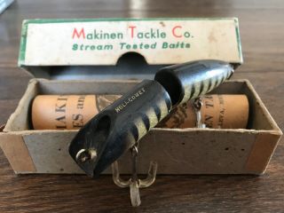 Rare Boxed Vintage Fishing Lure Old Wood Bait Makinen Tackle Holi - Comet