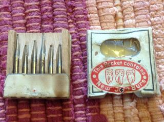 Vtg Antique Dental Drill Burs Bits Tools Gebr Funke A - G Duseldorf Germany