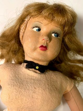 Vintage Doll - Lenci Type - Felt And Cotton.  Needs Restoration.