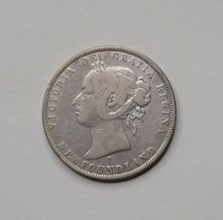 1872 - H Newfoundland Canada Silver 50 Cents - Rare
