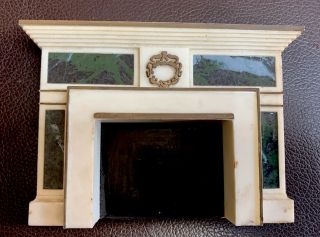 Vintage Dollhouse Miniature Faux Marble Fireplace 1:12