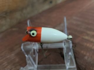 Vintage Heddon Tiny Lucky 13 Fishing Lure,  Red Head,  White Body