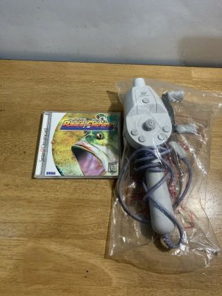 Sega Dreamcast Fishing Rod Controller With Sega Bass Fishing Game - Rare