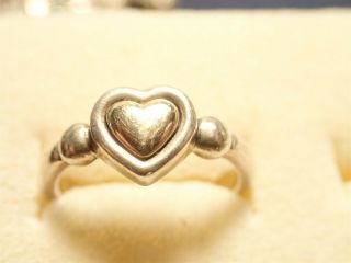 James Avery Ultra Rare Heart 14k Gold 925 Sterling Silver Chunky Ring