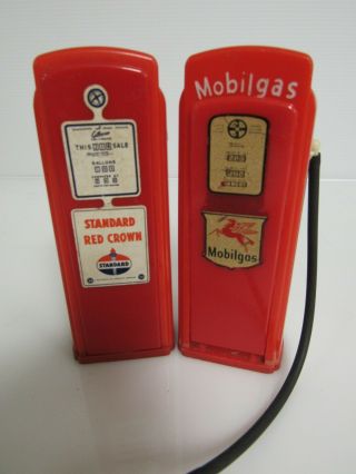 Vintage Mobil & Standard Gas Pump Plastic Coin Banks Rare Sb269