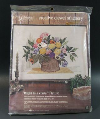 Vintage Crewel Embroidery Kit - 18 X 24 Floral Picture - Paragon No 0816