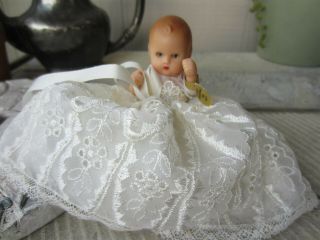 Vintage Nancy Ann Storybook Doll 150 Christening Baby Lace Gown