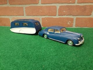 Rare Vintage Ok Toys Plastic Friction Rolls Royce & Caravan Camper Set